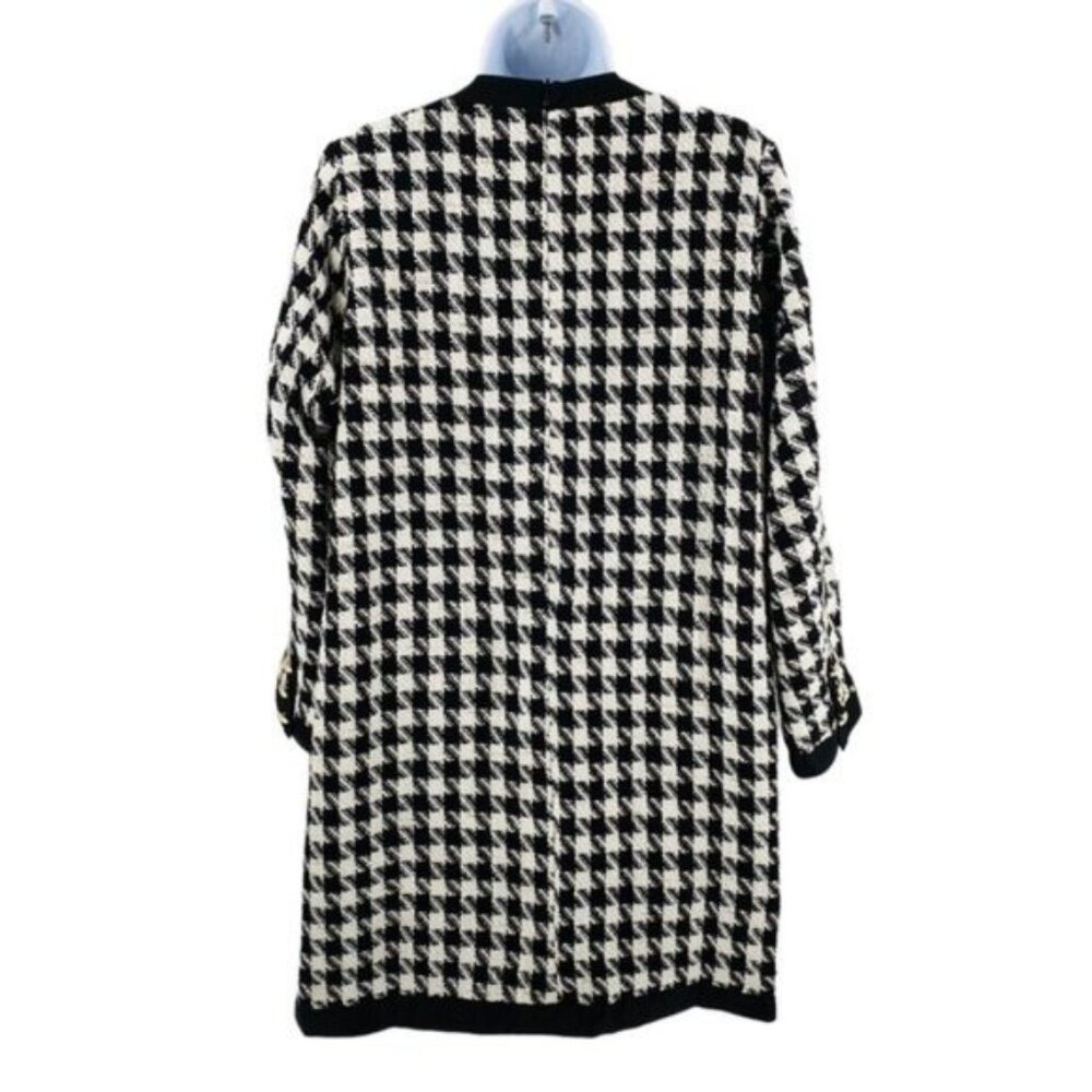 Pomander Place | NEW Coco Tweed Houndstooth Bow Mini Dress Black White Size XXL - Picture 8 of 13